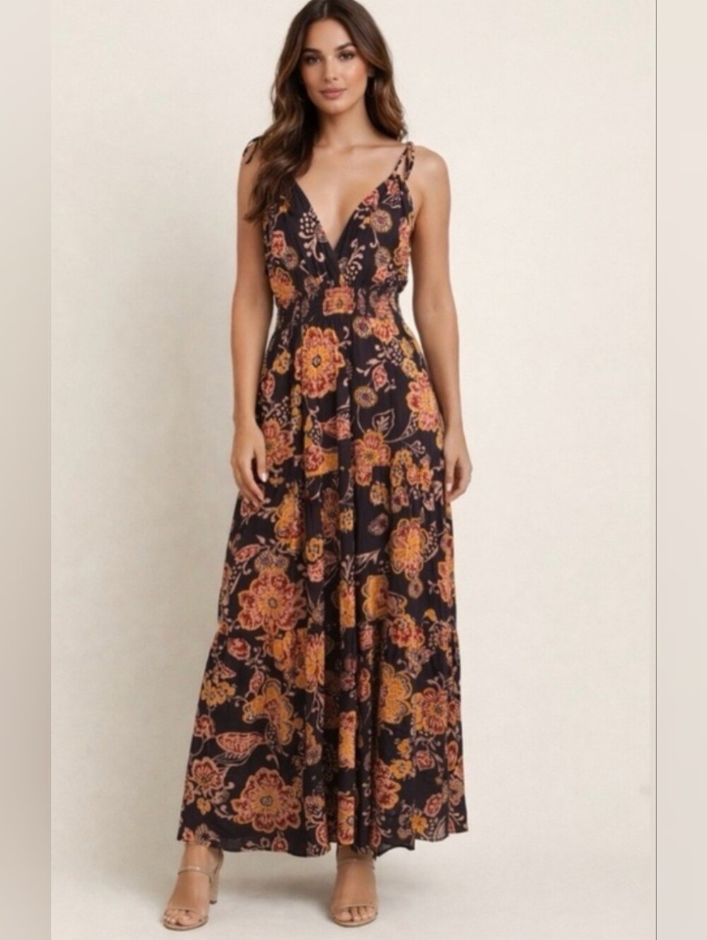 NWT Patrons Of Peace Brown Floral Boho Dress